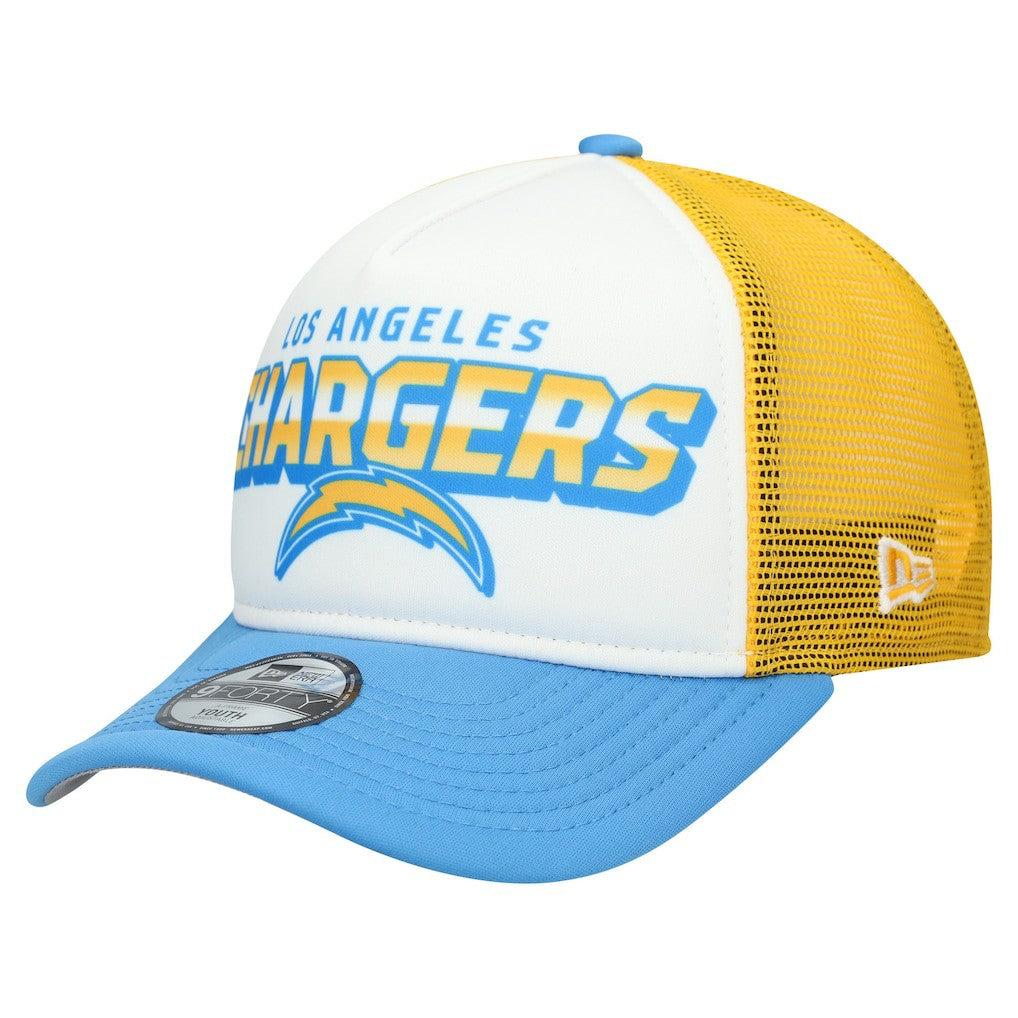 Los Angeles Chargers New Era Youth Streak 9FORTY A-Frame Adjustable Hat - White/Powder Blue - NFL