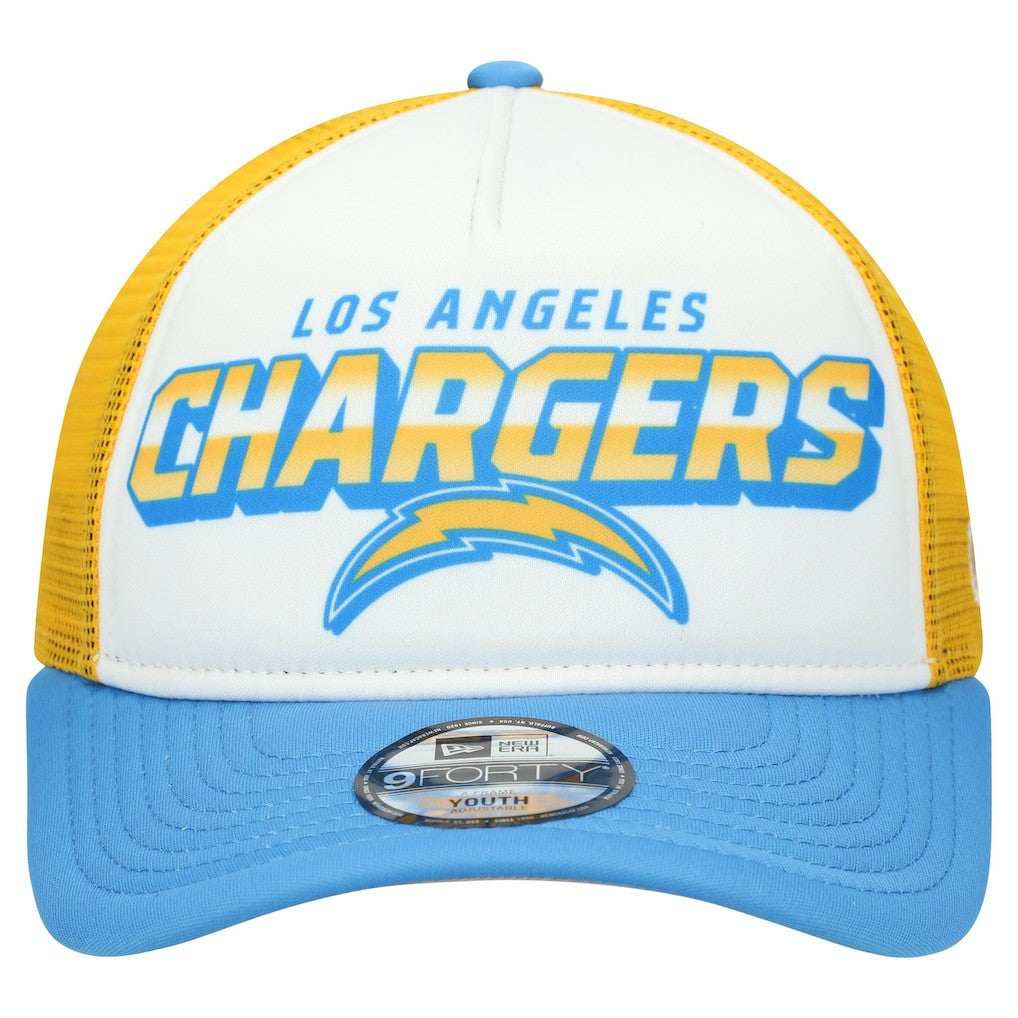 Los Angeles Chargers New Era Youth Streak 9FORTY A-Frame Adjustable Hat - White/Powder Blue - NFL