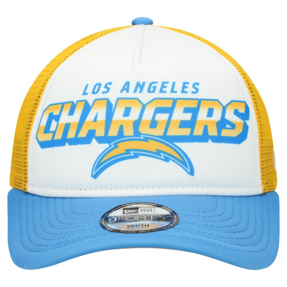Los Angeles Chargers New Era Youth Streak 9FORTY A-Frame Adjustable Hat - White/Powder Blue - NFL