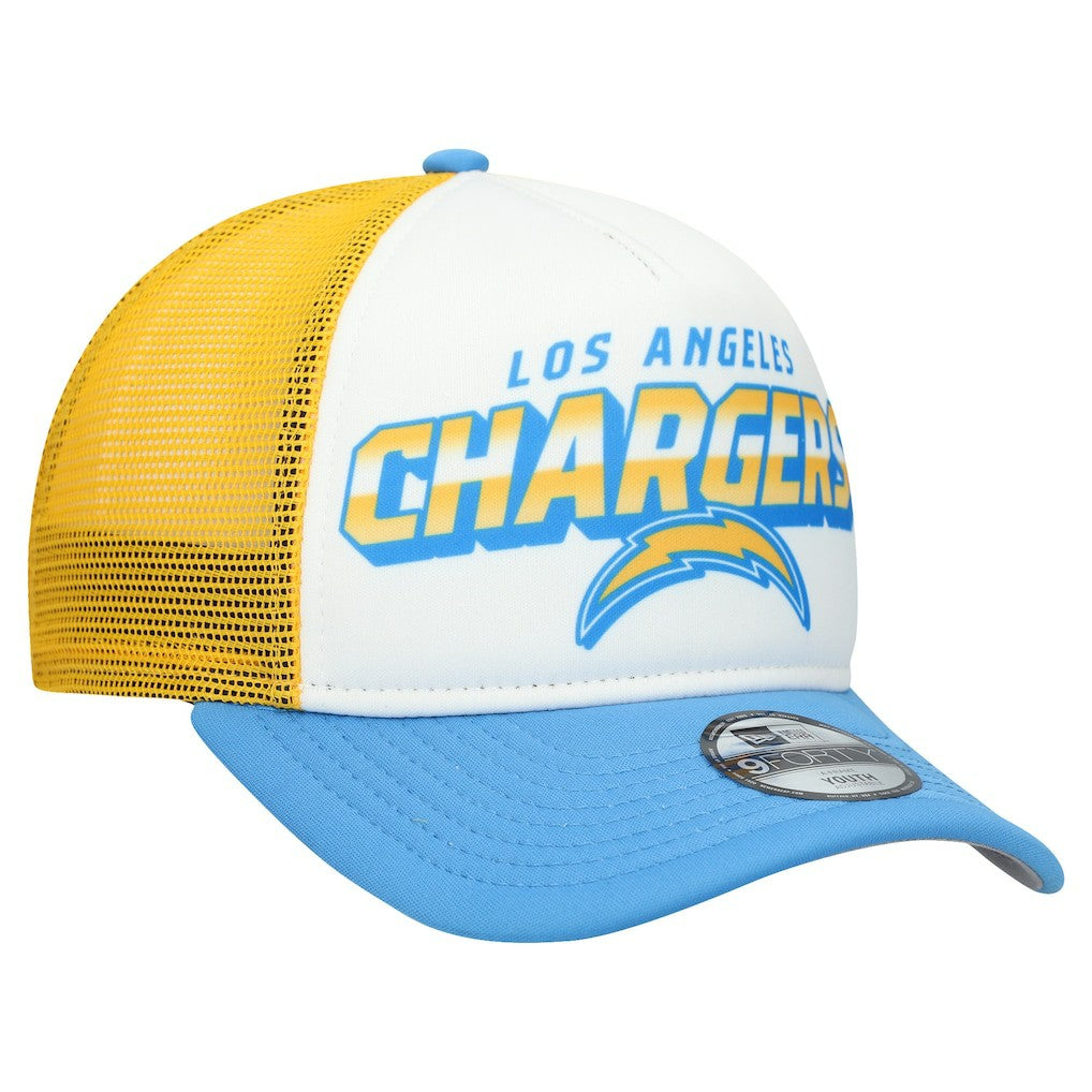 Los Angeles Chargers New Era Youth Streak 9FORTY A-Frame Adjustable Hat - White/Powder Blue - NFL