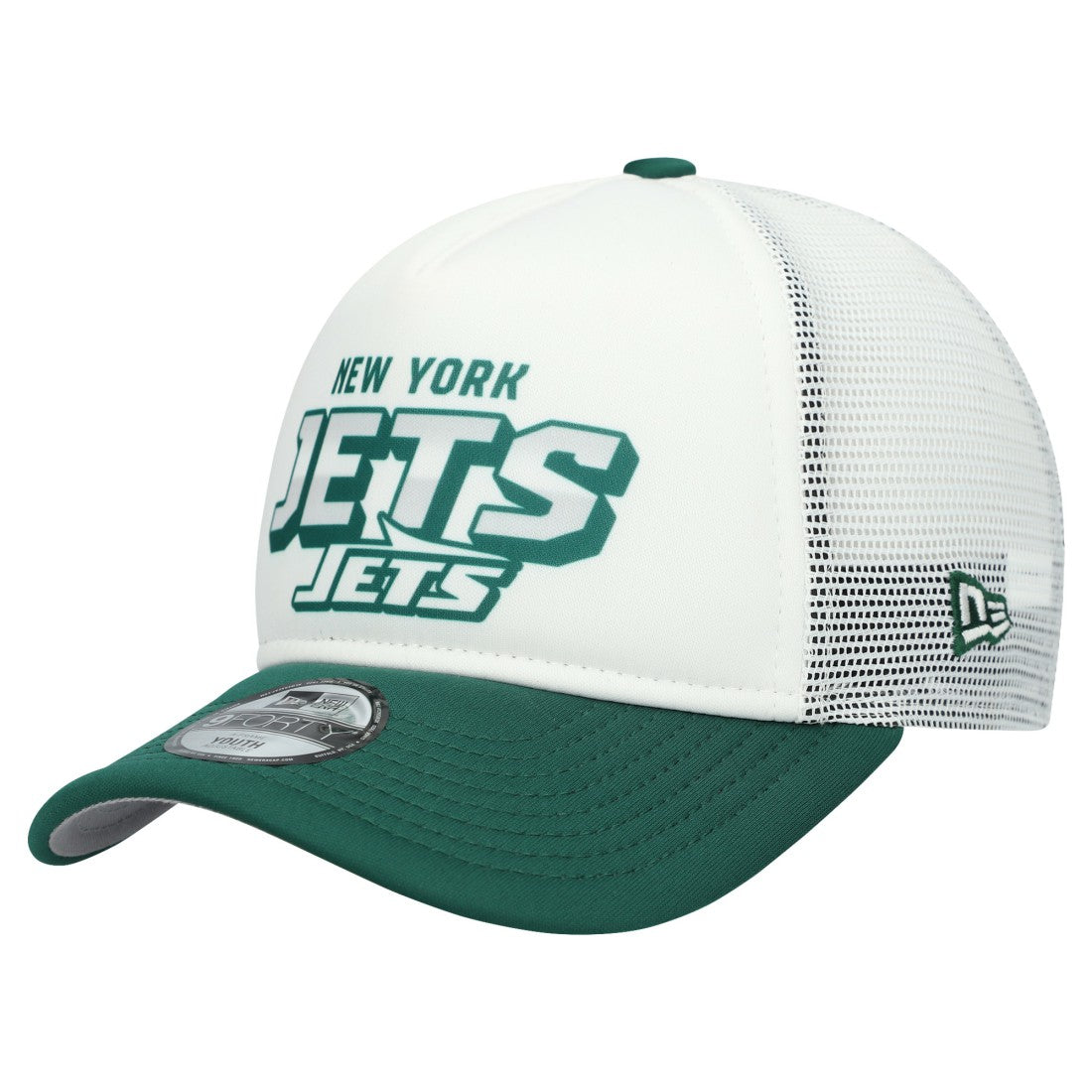 New York Jets New Era Youth Streak 9FORTY A-Frame Adjustable Hat - White/Green - NFL