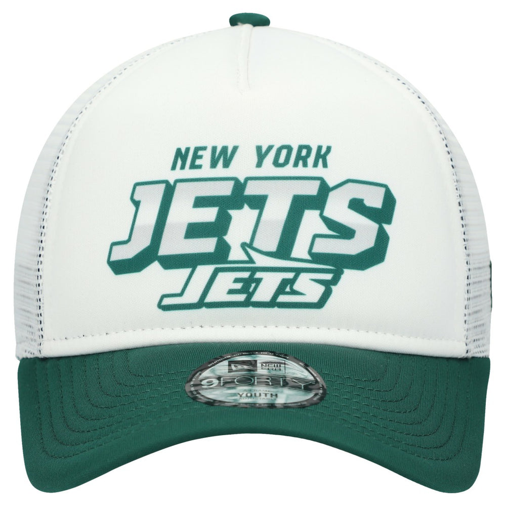 New York Jets New Era Youth Streak 9FORTY A-Frame Adjustable Hat - White/Green - NFL
