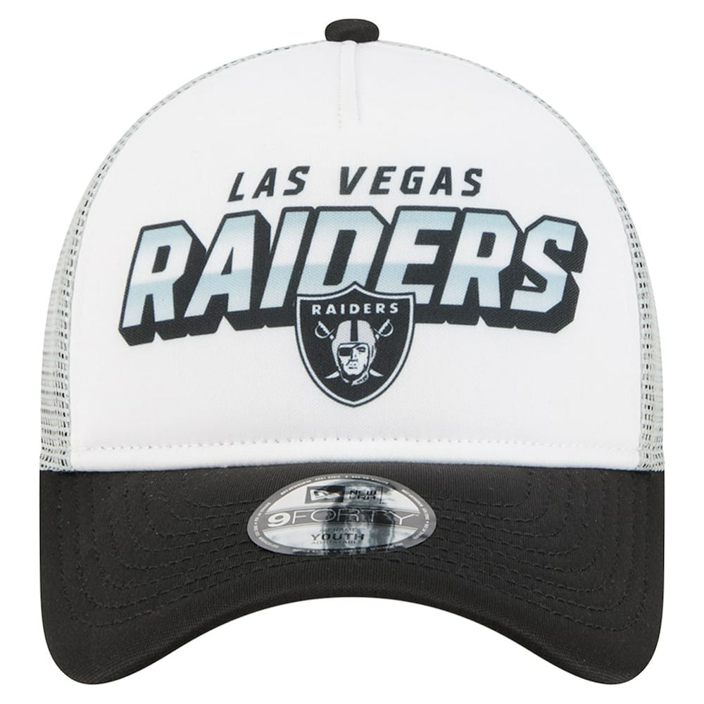 Las Vegas Raiders New Era Youth Streak 9FORTY A-Frame Adjustable Hat - White/Black - NFL