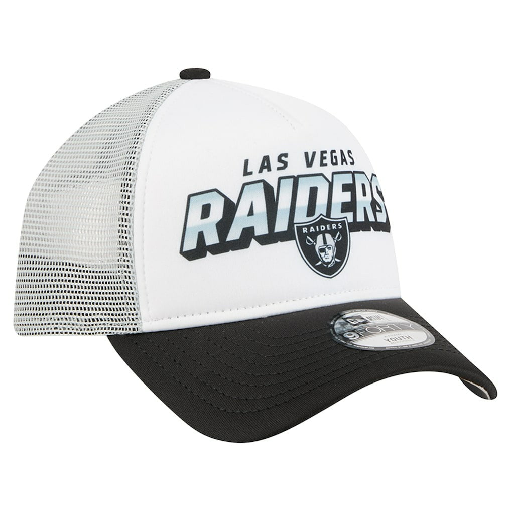 Las Vegas Raiders New Era Youth Streak 9FORTY A-Frame Adjustable Hat - White/Black - NFL