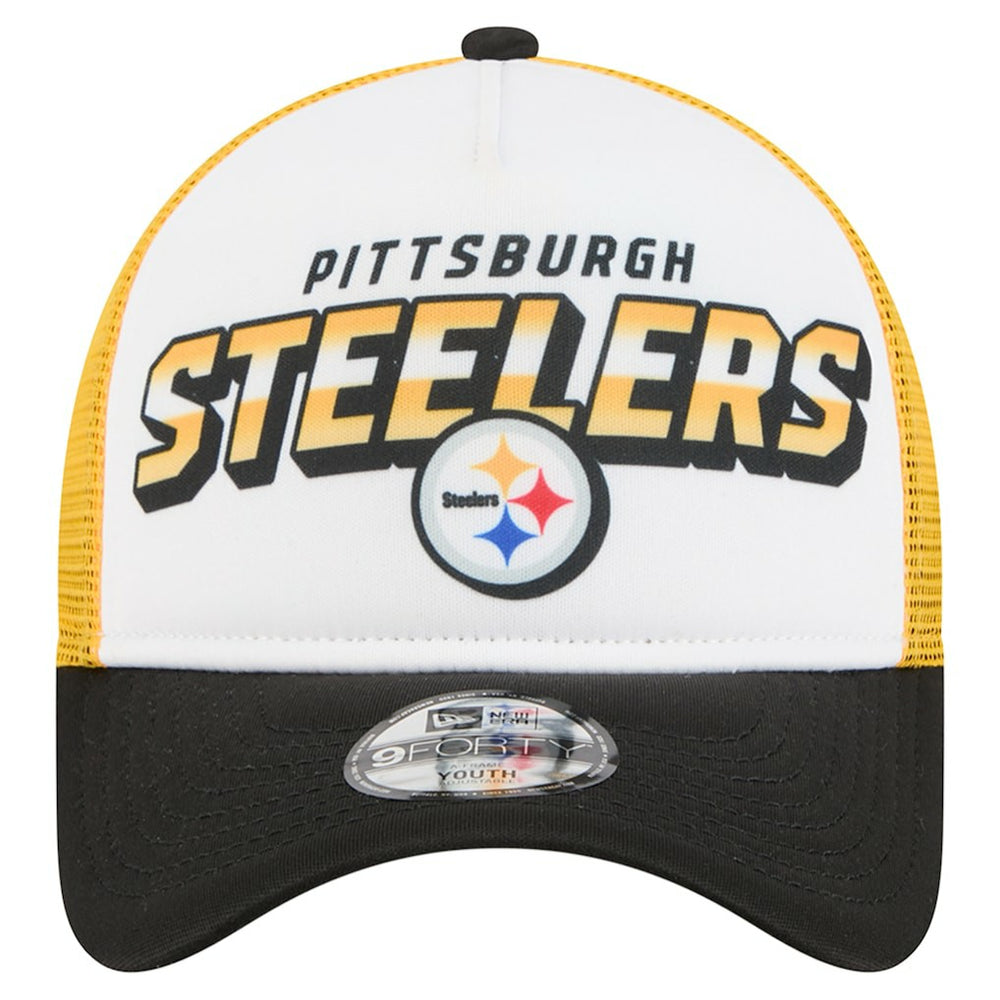 Pittsburgh Steelers New Era Youth Streak 9FORTY A-Frame Adjustable Hat - White/Black - NFL