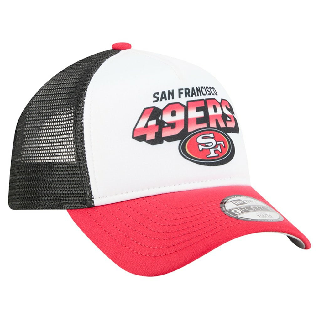 San Francisco 49ers New Era Youth Streak 9FORTY A-Frame Adjustable Hat - White/Scarlet - NFL