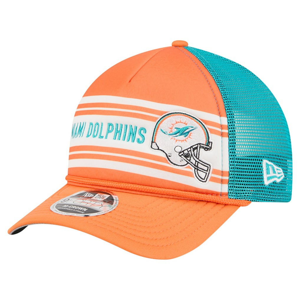 Miami Dolphins New Era Linear A-Frame 9FORTY Adjustable Hat - Orange - NFL