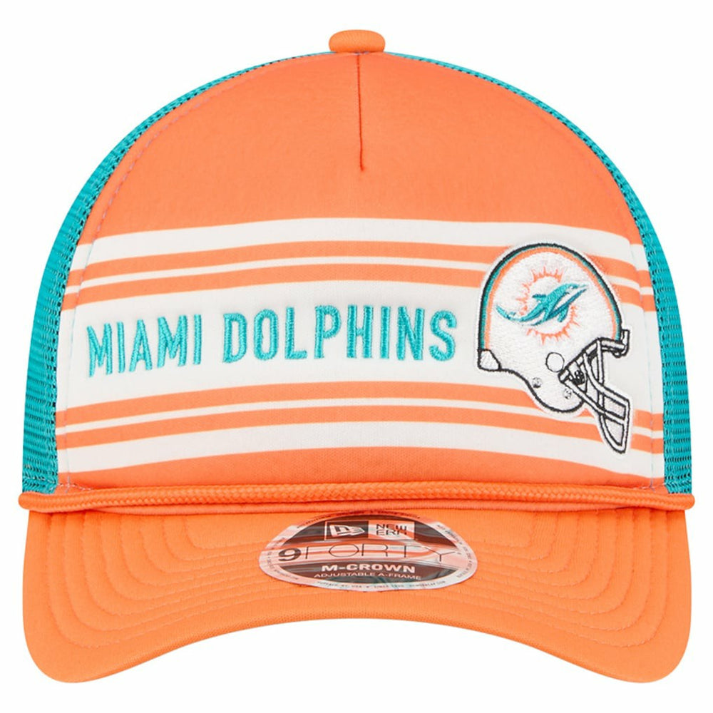 Miami Dolphins New Era Linear A-Frame 9FORTY Adjustable Hat - Orange - NFL