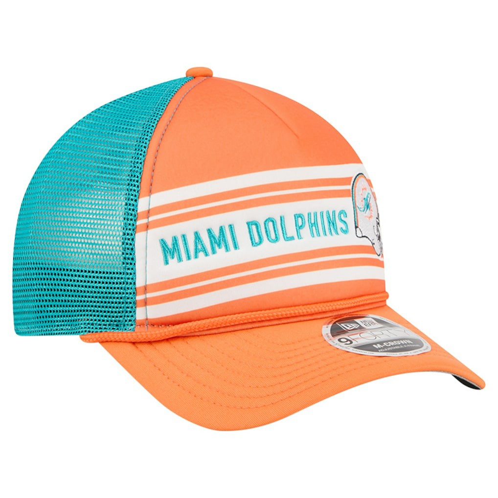 Miami Dolphins New Era Linear A-Frame 9FORTY Adjustable Hat - Orange - NFL