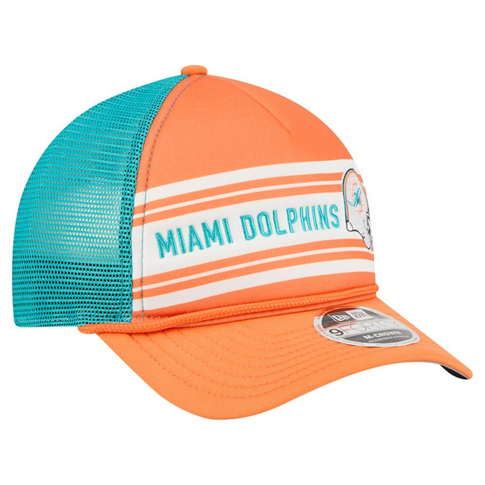 Miami Dolphins New Era Linear A-Frame 9FORTY Adjustable Hat - Orange - NFL