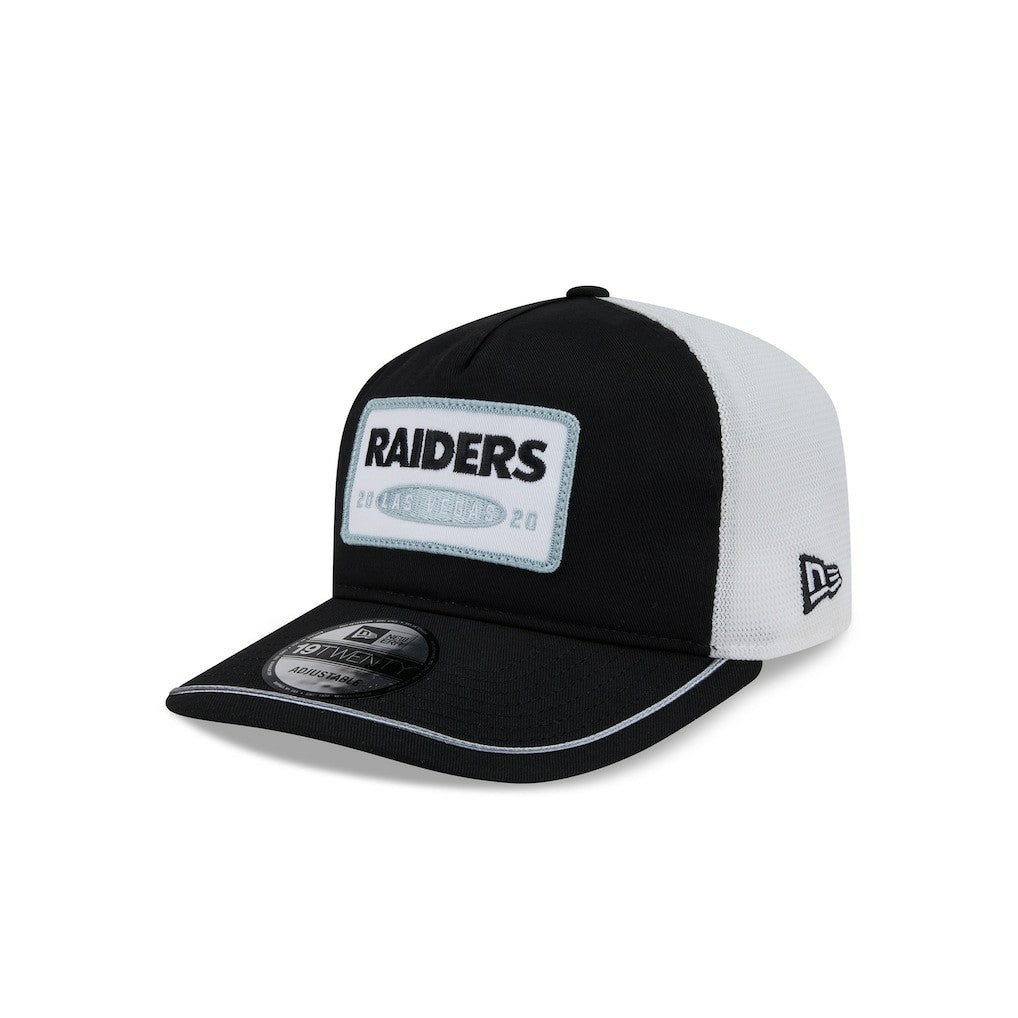Las Vegas Raiders New Era Patch 19TWENTY Adjustable Hat - Black/White - NFL