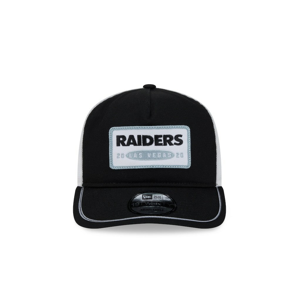 Las Vegas Raiders New Era Patch 19TWENTY Adjustable Hat - Black/White - NFL
