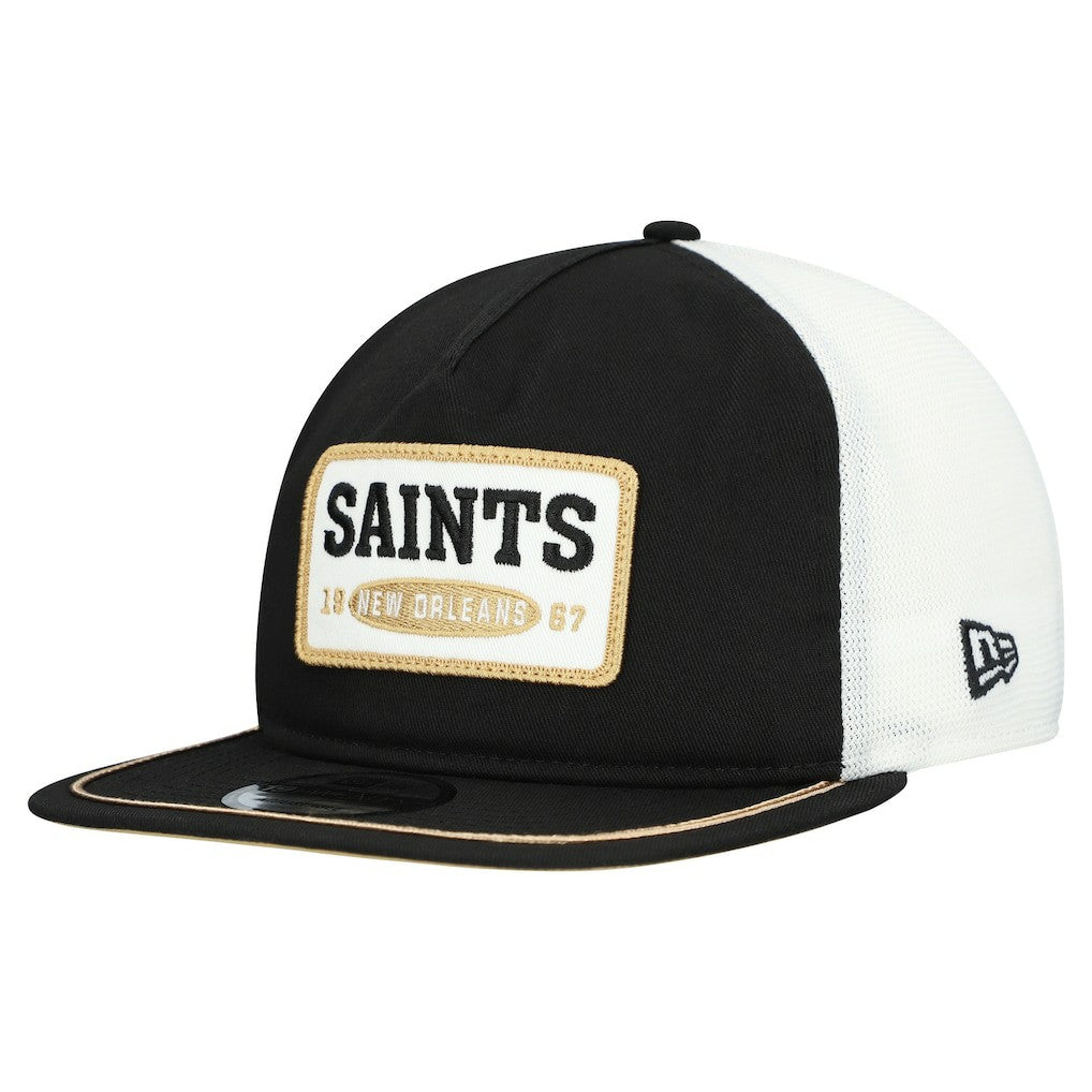 New Orleans Saints New Era Patch 19TWENTY Adjustable Hat - Black/White - NFL