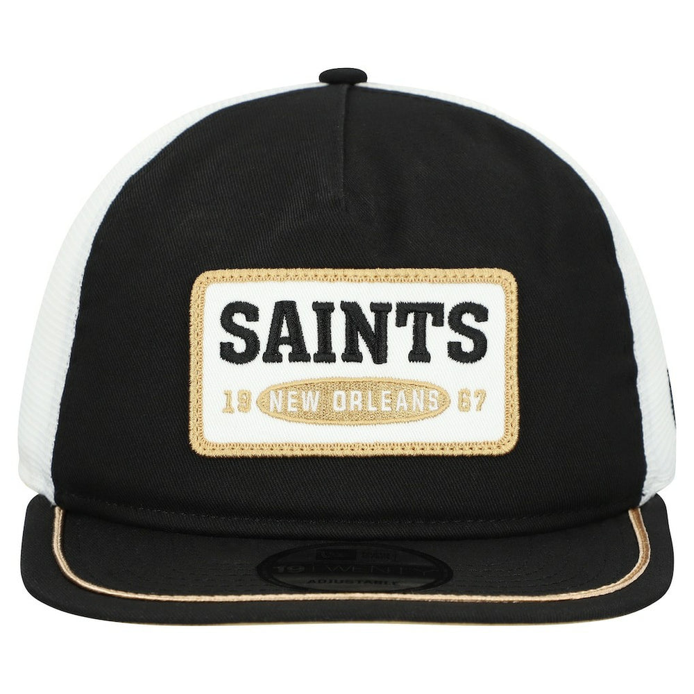 New Orleans Saints New Era Patch 19TWENTY Adjustable Hat - Black/White - NFL