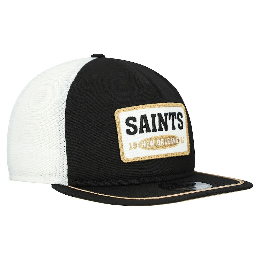 New Orleans Saints New Era Patch 19TWENTY Adjustable Hat - Black/White - NFL