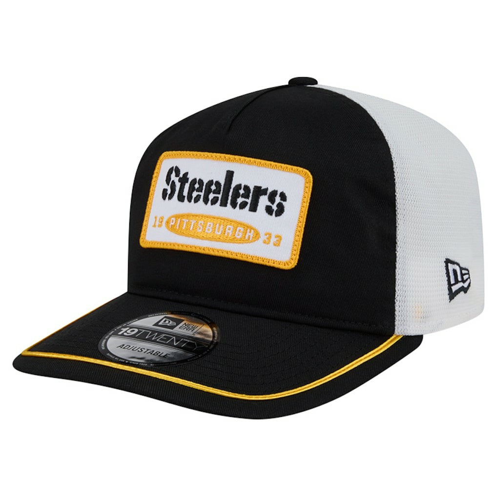 Pittsburgh Steelers New Era Patch 19TWENTY Adjustable Hat - Black/White - NFL