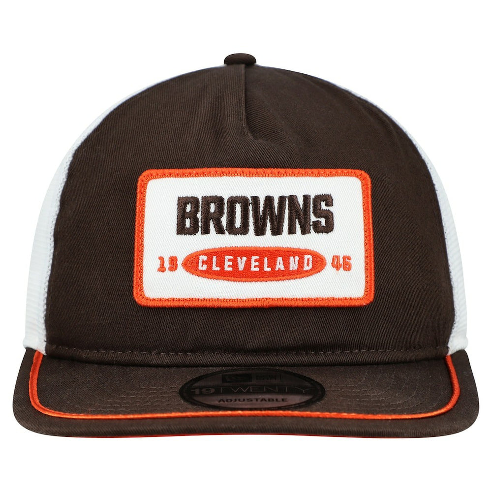Cleveland Browns New Era Patch 19TWENTY Adjustable Hat - Brown/White - NFL