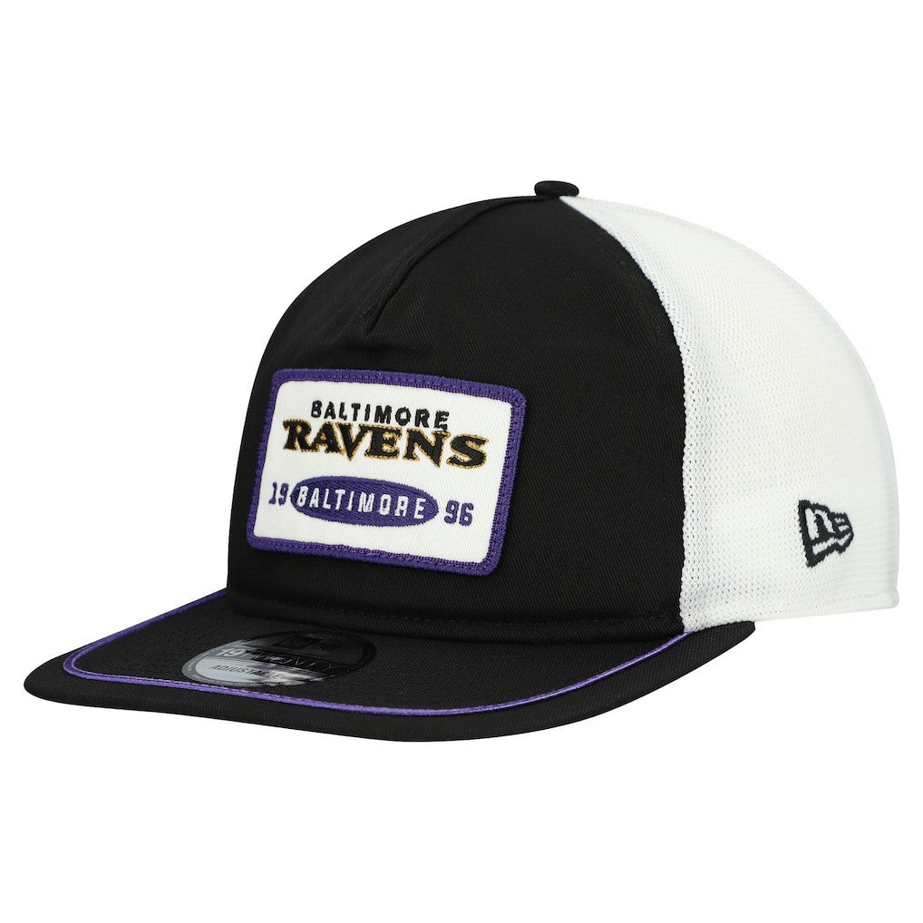 Baltimore Ravens New Era Patch 19TWENTY Adjustable Hat - Black/White - NFL