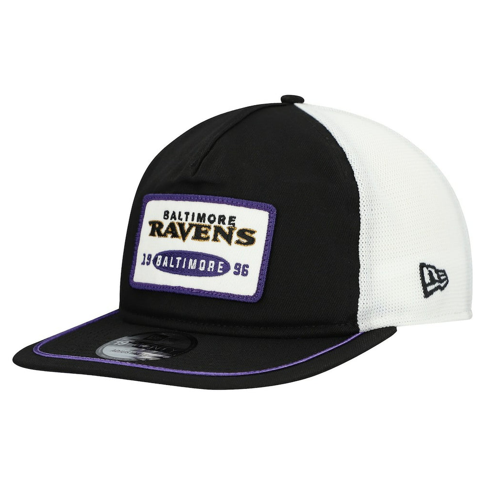 Baltimore Ravens New Era Patch 19TWENTY Adjustable Hat - Black/White - NFL