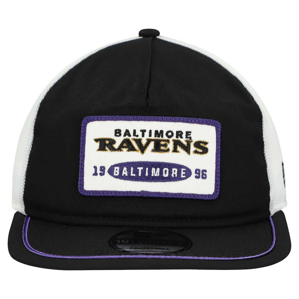 Baltimore Ravens New Era Patch 19TWENTY Adjustable Hat - Black/White - NFL