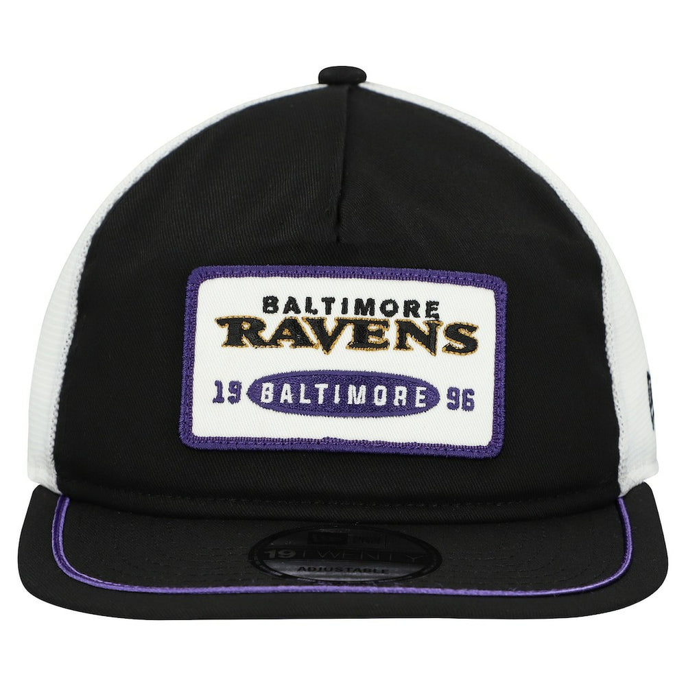 Baltimore Ravens New Era Patch 19TWENTY Adjustable Hat - Black/White - NFL