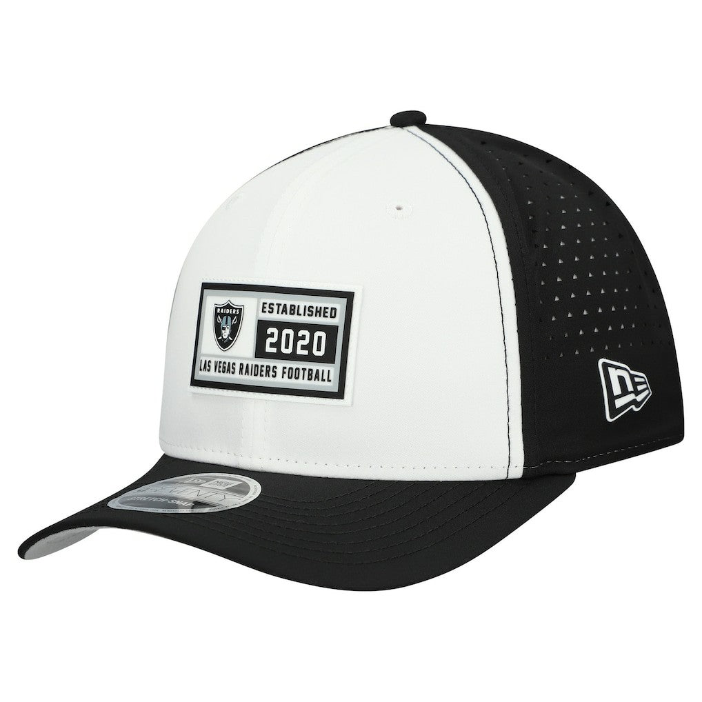Las Vegas Raiders New Era Established Patch 9SEVENTY Adjustable Hat - White/Black - NFL