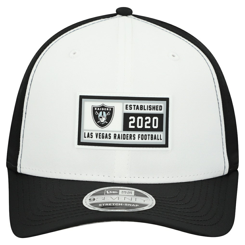 Las Vegas Raiders New Era Established Patch 9SEVENTY Adjustable Hat - White/Black - NFL