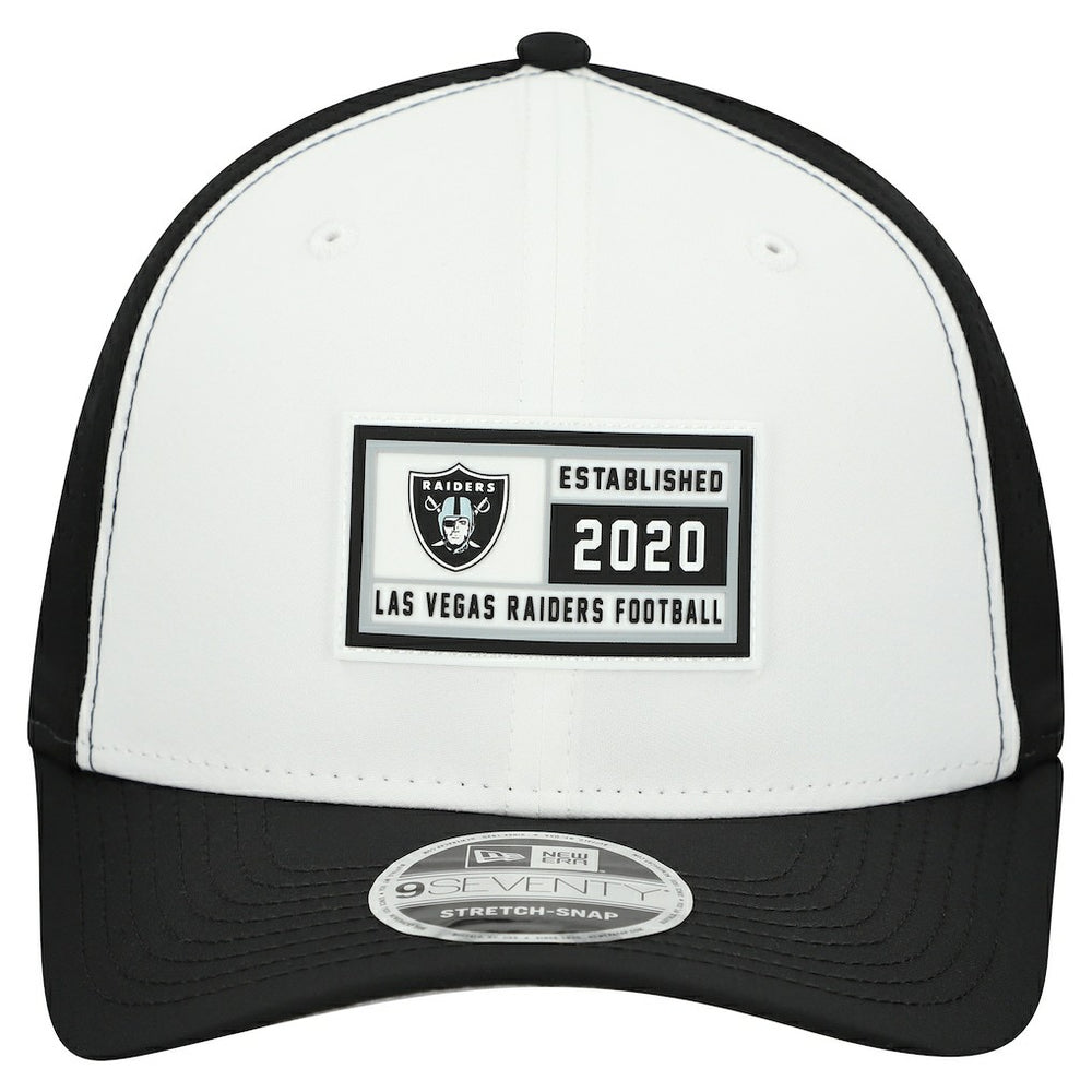 Las Vegas Raiders New Era Established Patch 9SEVENTY Adjustable Hat - White/Black - NFL