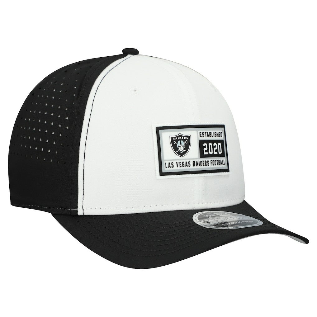 Las Vegas Raiders New Era Established Patch 9SEVENTY Adjustable Hat - White/Black - NFL
