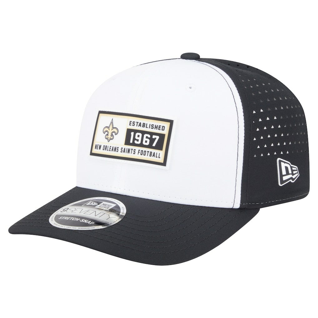 New Orleans Saints New Era Established Patch 9SEVENTY Adjustable Hat - White/Black - NFL