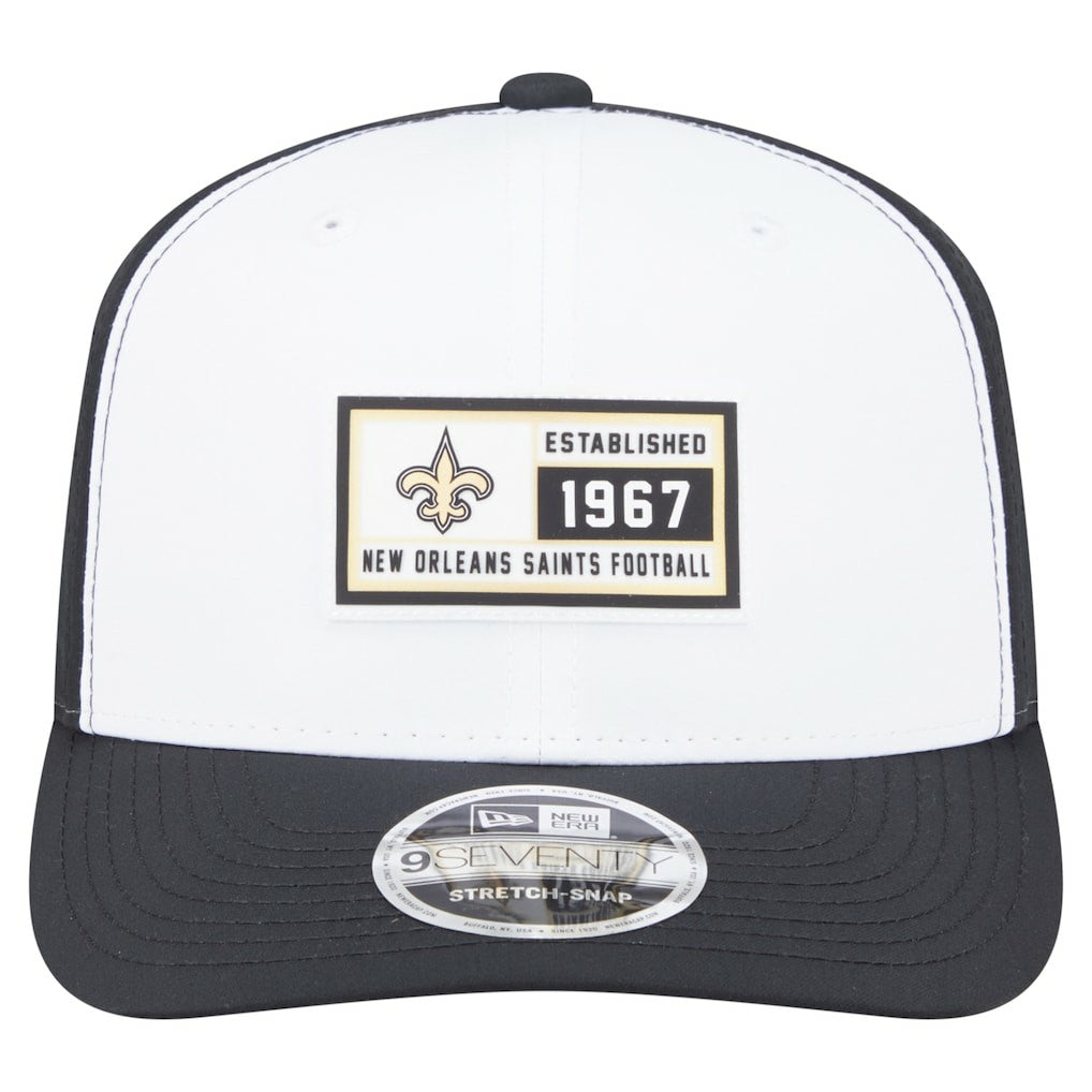 New Orleans Saints New Era Established Patch 9SEVENTY Adjustable Hat - White/Black - NFL