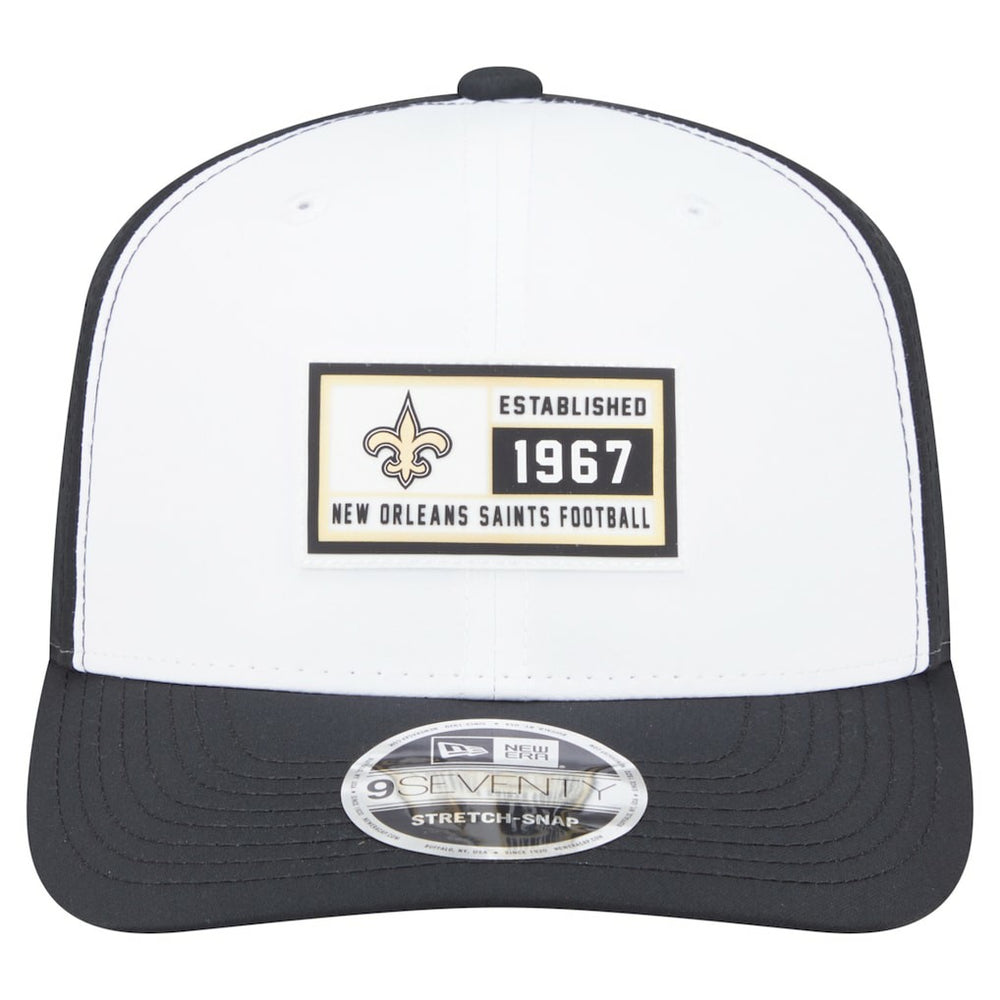 New Orleans Saints New Era Established Patch 9SEVENTY Adjustable Hat - White/Black - NFL