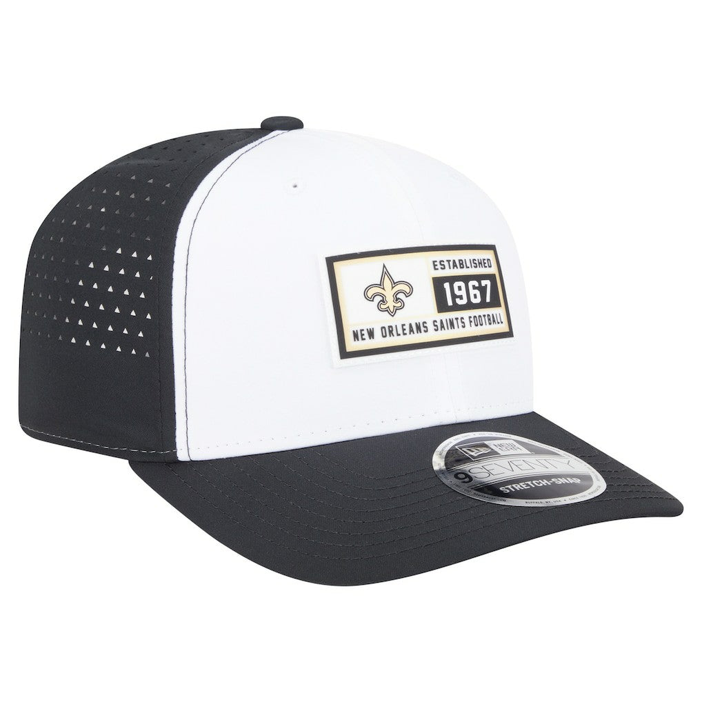 New Orleans Saints New Era Established Patch 9SEVENTY Adjustable Hat - White/Black - NFL