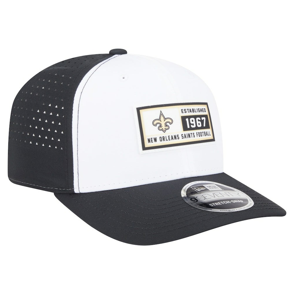New Orleans Saints New Era Established Patch 9SEVENTY Adjustable Hat - White/Black - NFL