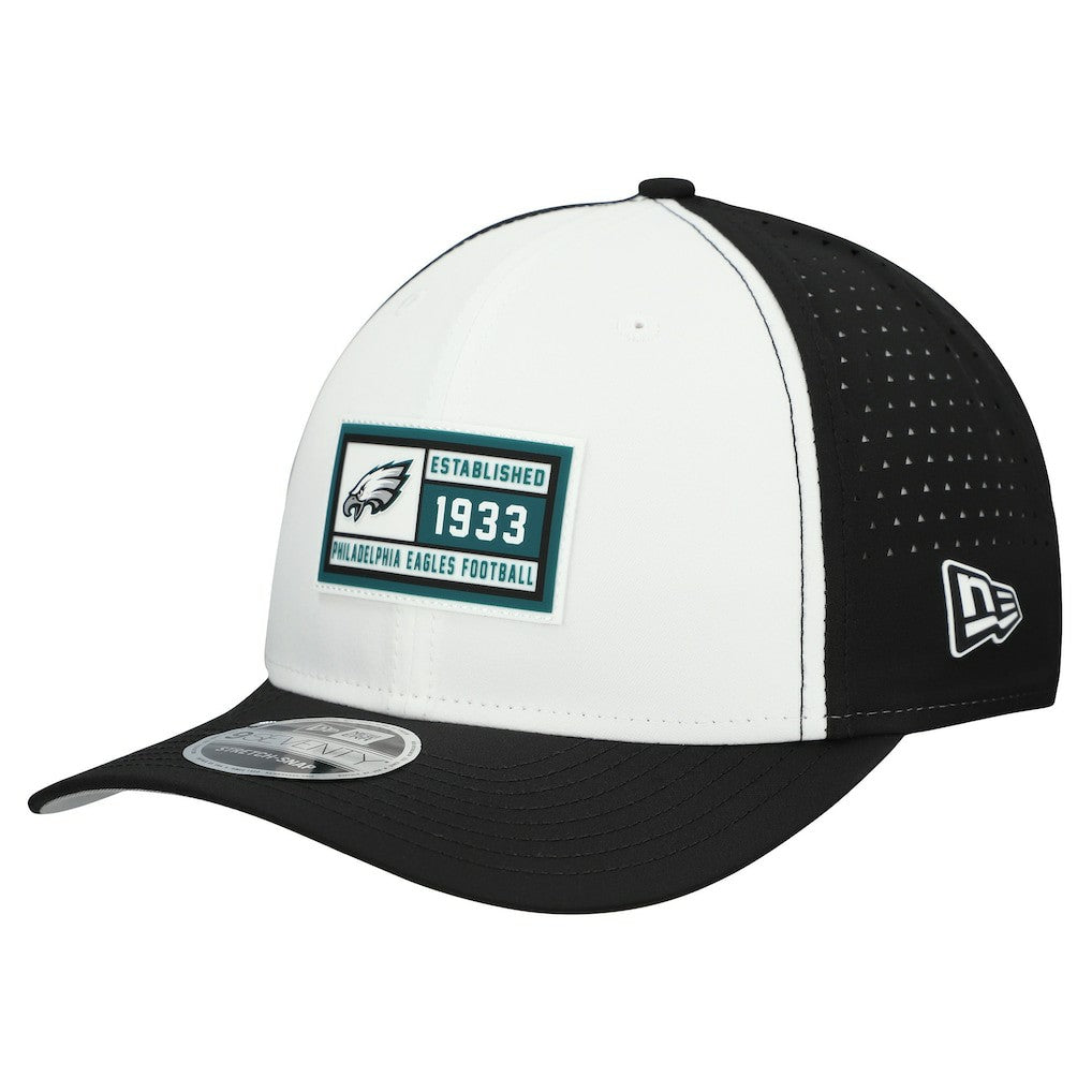 Philadelphia Eagles New Era Established Patch 9SEVENTY Adjustable Hat - White/Black - NFL