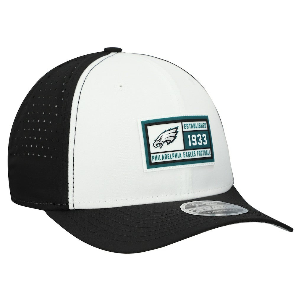 Philadelphia Eagles New Era Established Patch 9SEVENTY Adjustable Hat - White/Black - NFL
