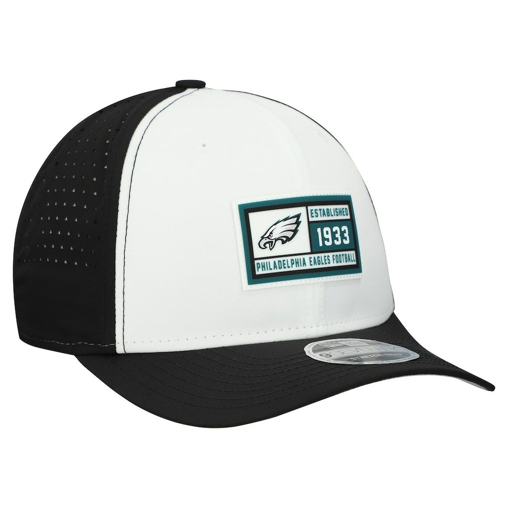 Philadelphia Eagles New Era Established Patch 9SEVENTY Adjustable Hat - White/Black - NFL
