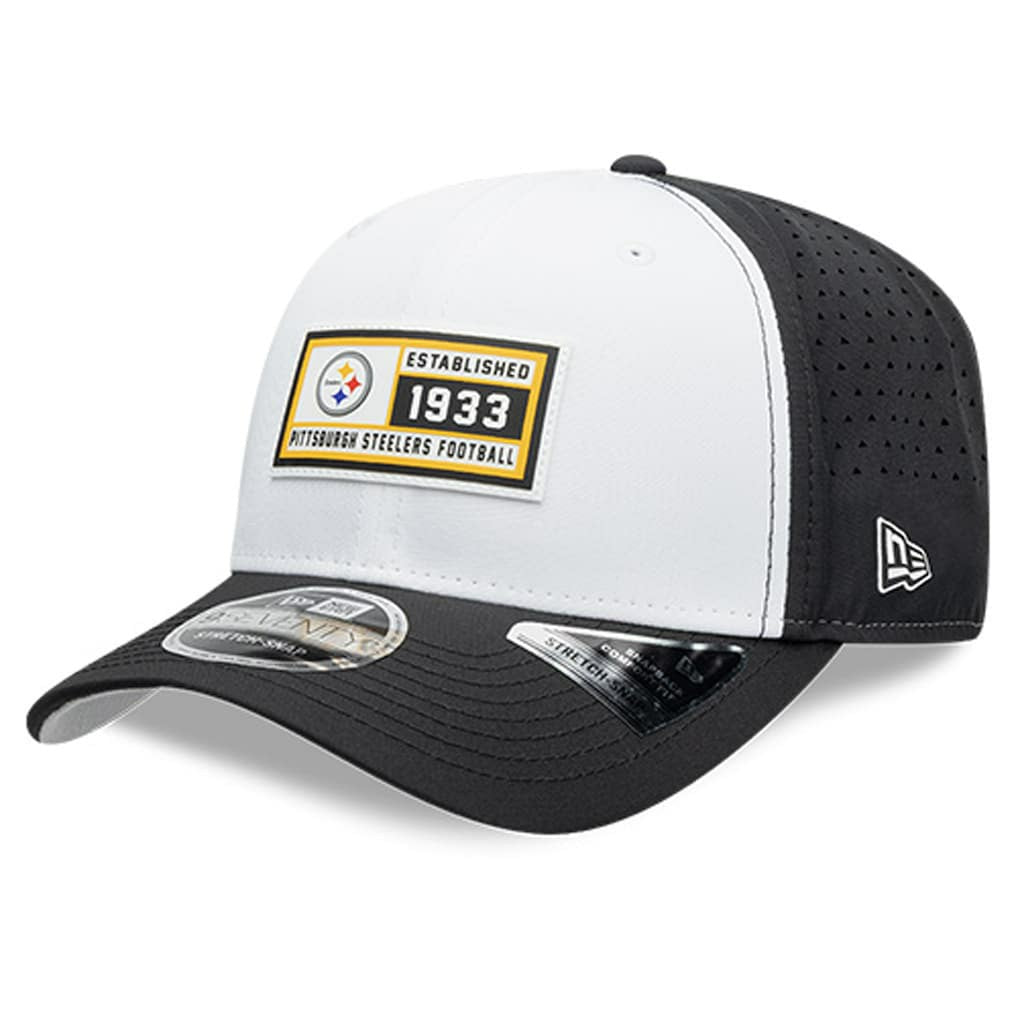 Pittsburgh Steelers New Era Established Patch 9SEVENTY Adjustable Hat - White/Black - NFL
