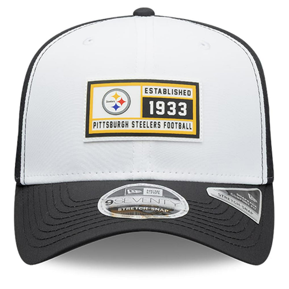 Pittsburgh Steelers New Era Established Patch 9SEVENTY Adjustable Hat - White/Black - NFL
