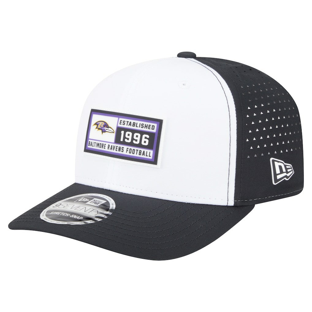Baltimore Ravens New Era Established Patch 9SEVENTY Adjustable Hat - White/Black - NFL