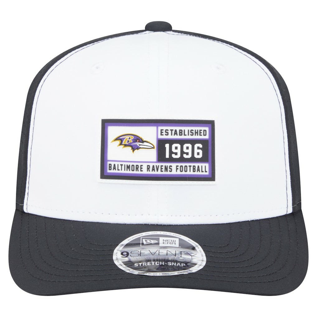 Baltimore Ravens New Era Established Patch 9SEVENTY Adjustable Hat - White/Black - NFL