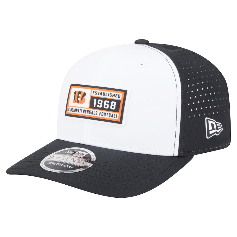 Cincinnati Bengals New Era Established Patch 9SEVENTY Adjustable Hat - White/Black - NFL