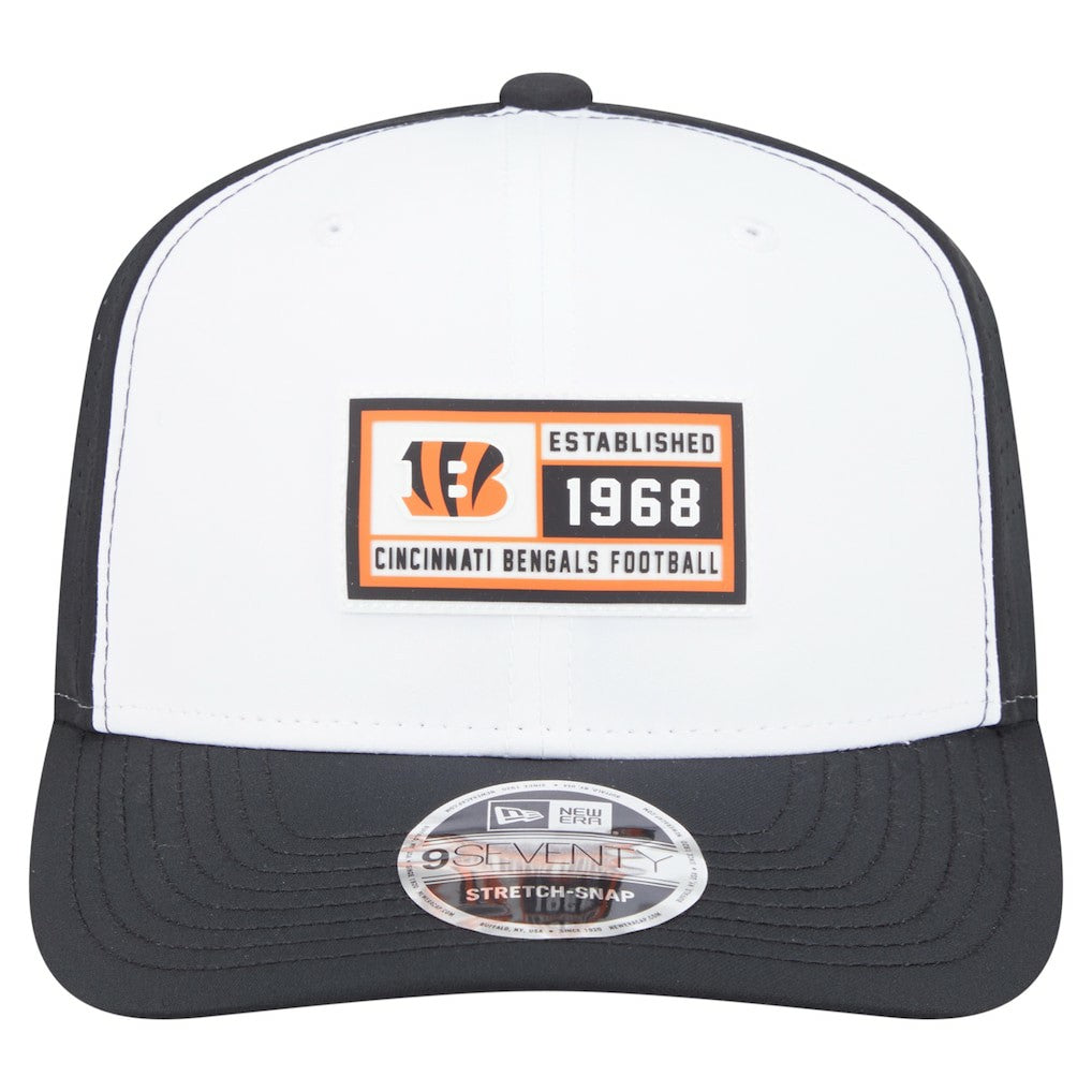 Cincinnati Bengals New Era Established Patch 9SEVENTY Adjustable Hat - White/Black - NFL