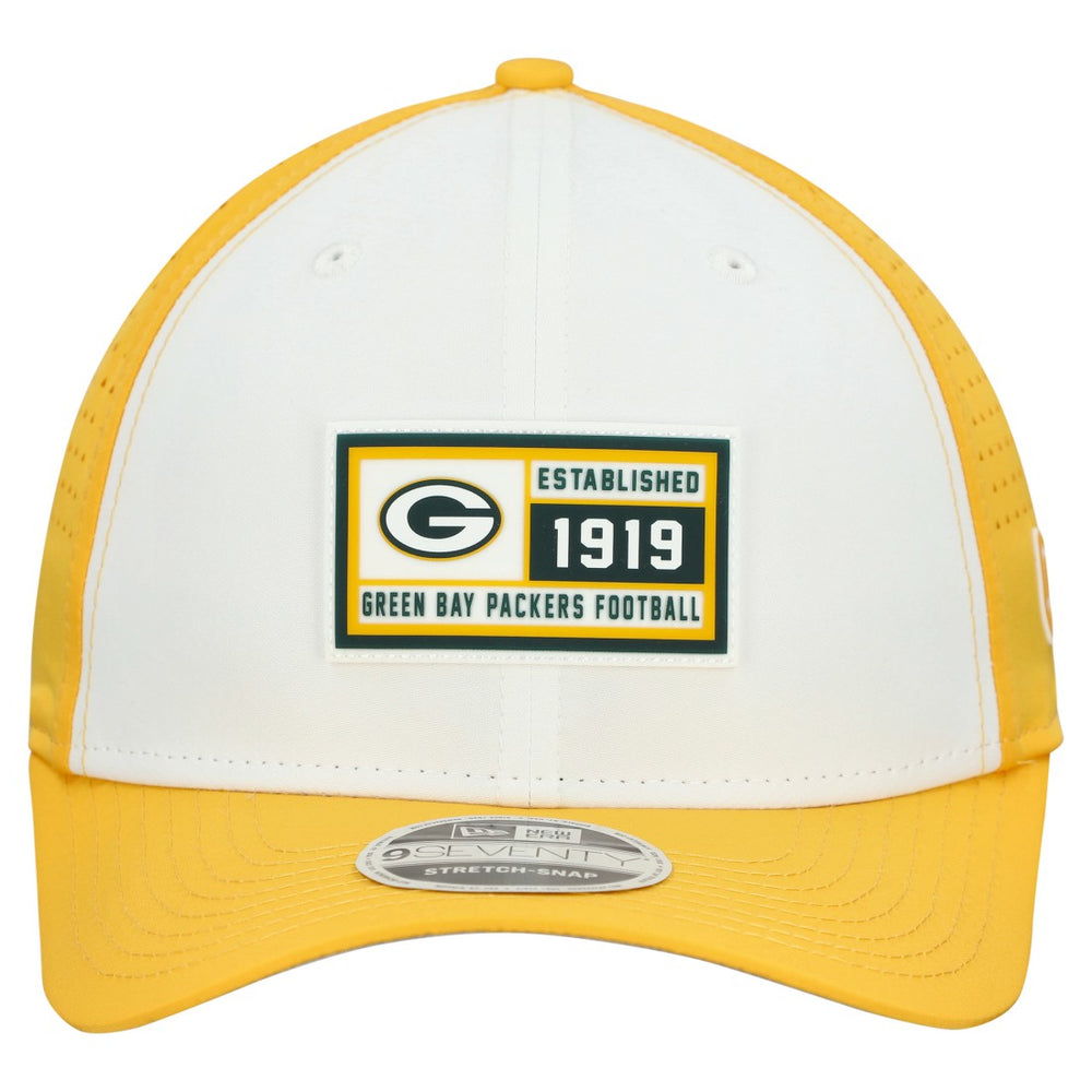 Green Bay Packers New Era Established Patch 9SEVENTY Adjustable Hat - White/Gold - NFL