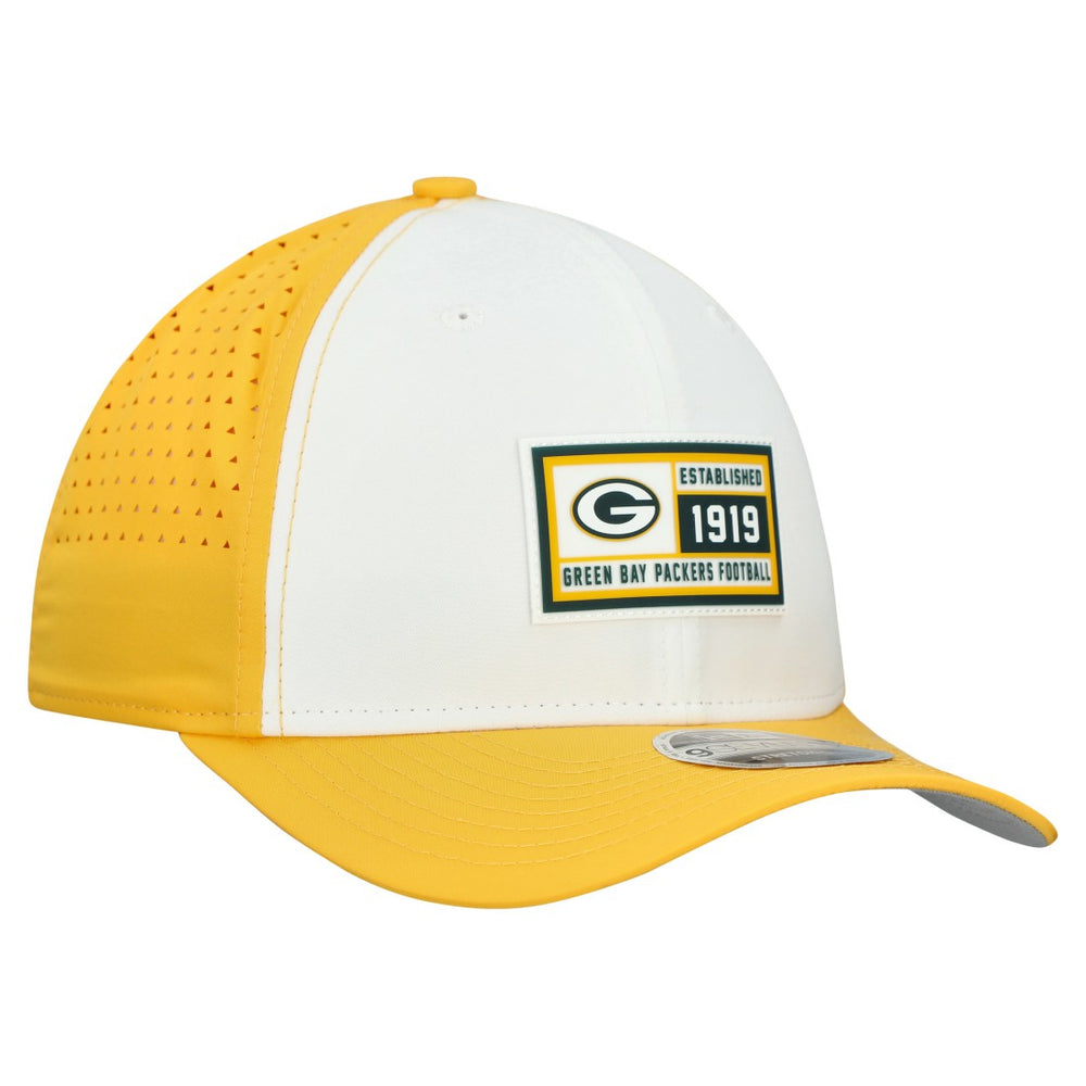 Green Bay Packers New Era Established Patch 9SEVENTY Adjustable Hat - White/Gold - NFL