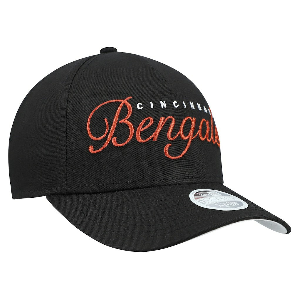 Cincinnati Bengals New Era Women's Metallic 9FORTY M-Crown A-Frame Adjustable Hat - Black - NFL