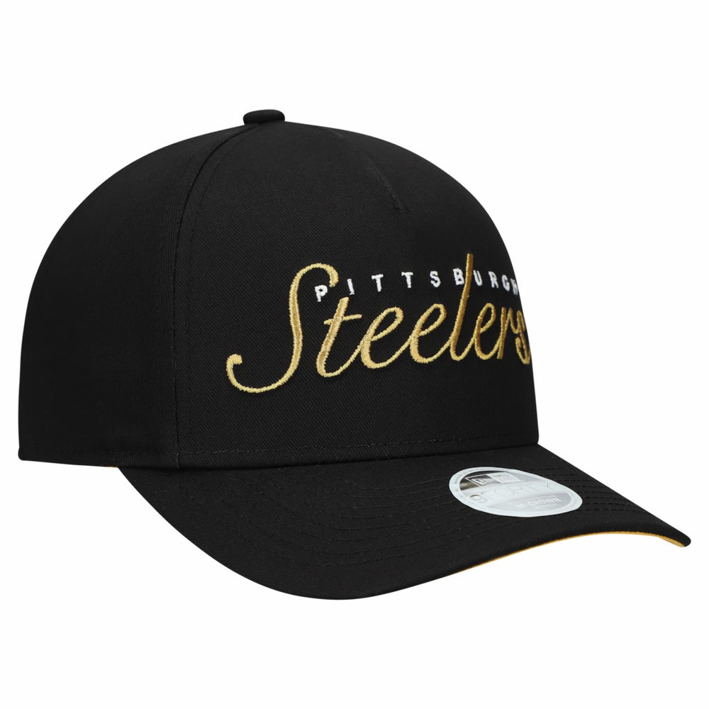 Pittsburgh Steelers New Era Women's Metallic 9FORTY M-Crown A-Frame Adjustable Hat - Black - NFL