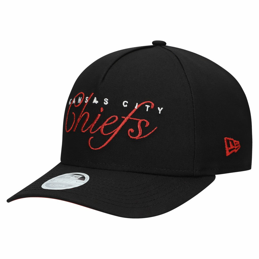 Kansas City Chiefs New Era Women's Metallic 9FORTY M-Crown A-Frame Adjustable Hat - Black - NFL