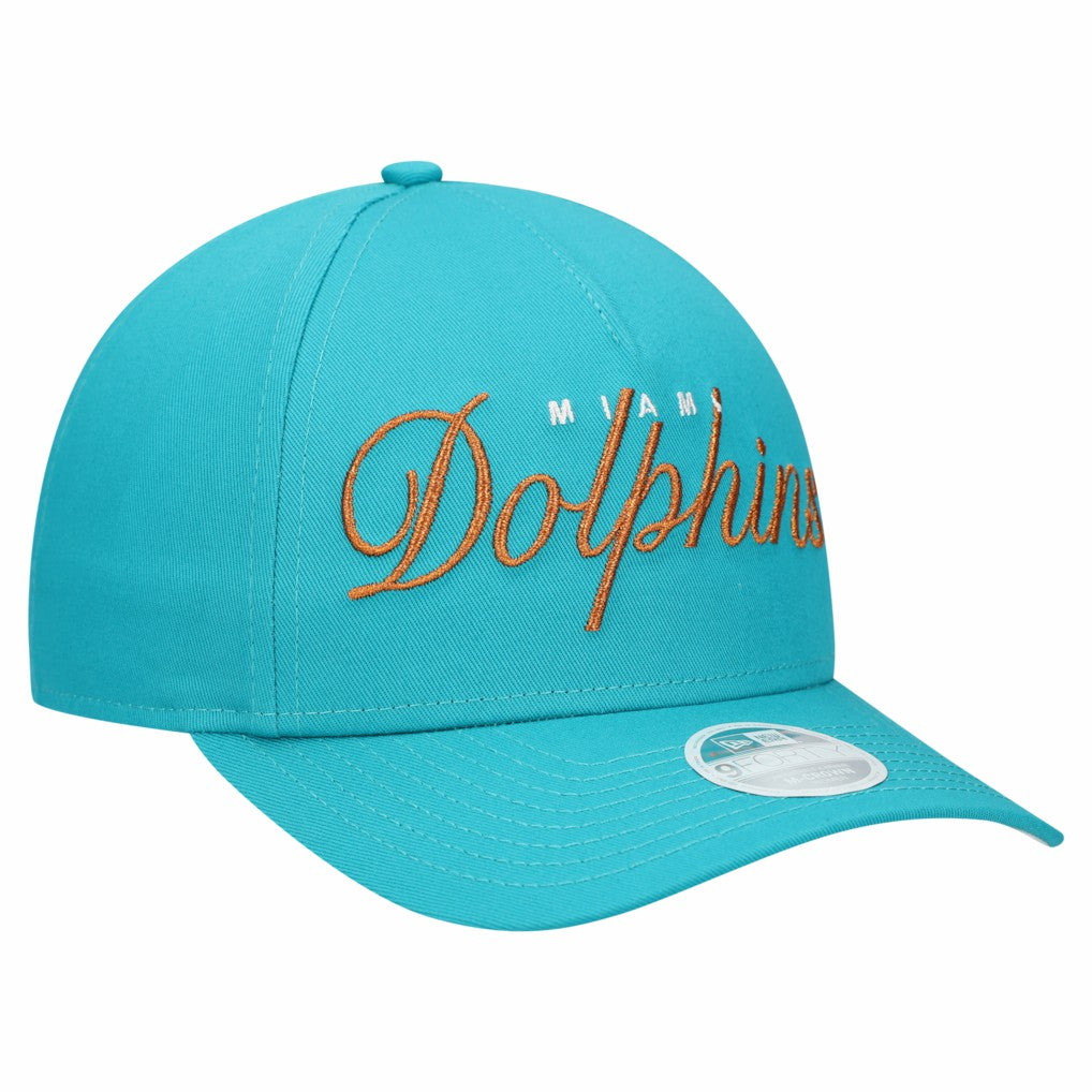 Miami Dolphins New Era Women's Metallic 9FORTY M-Crown A-Frame Adjustable Hat - Aqua - NFL