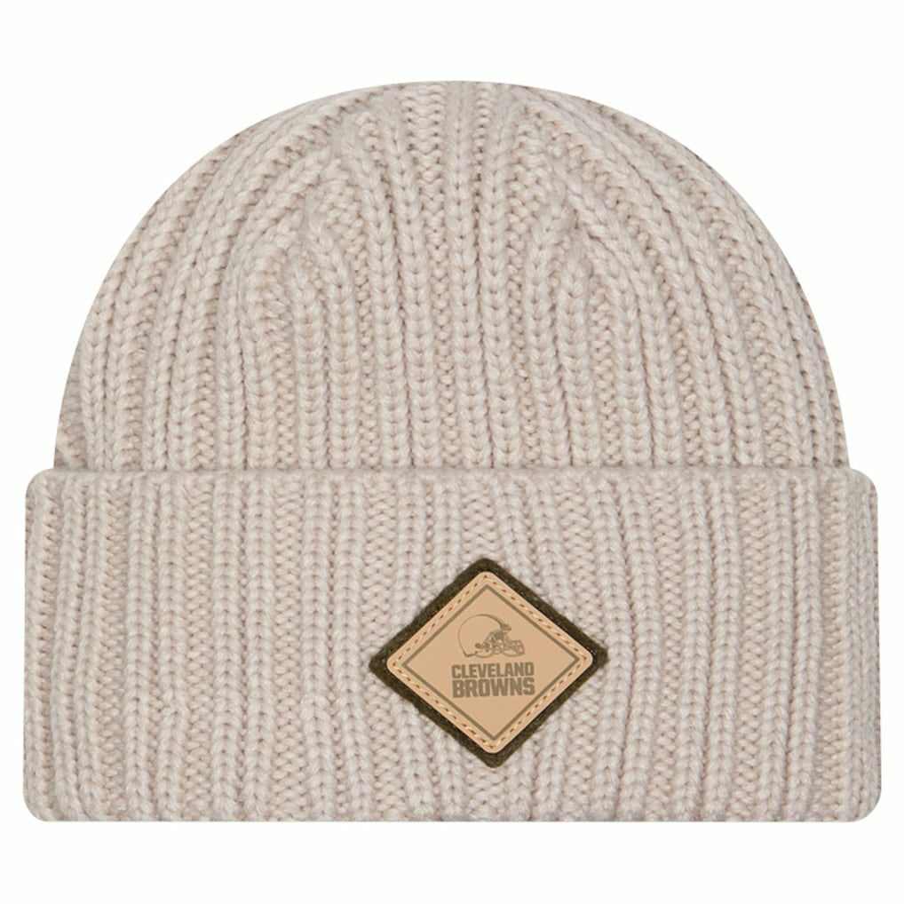 Cleveland Browns New Era Logo Applique Cuffed Knit Hat - Light Beige - NFL